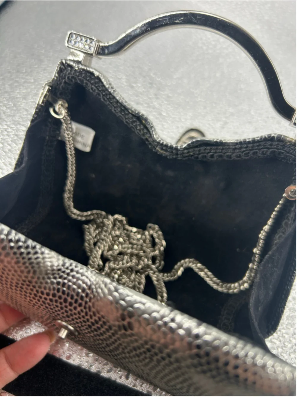 Silver & Black Snake Print Clutch One Size